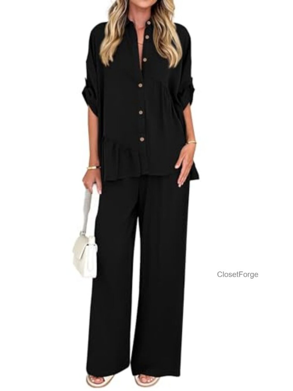 Women's 2 Piece Pants Set Dressy Casual Wide Leg Palazzo Top